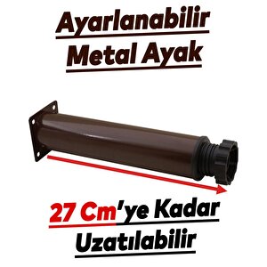 Mobilya Kanepe Baza Koltuk Metal Destek Ayağı Ayarlanabilir Kahverengi Ayak 25 Cm