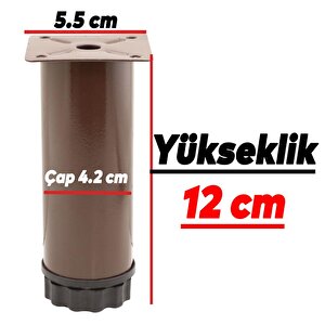 Mobilya Kanepe Baza Koltuk Metal Destek Ayağı Ayarlanabilir Kahverengi Ayak 12 Cm