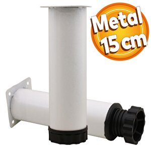 Akça Ayarlanabilir Mobilya Kanepe Koltuk Baza Yükseltme Yükseltici Ayağı Metal Ayakları 15 Cm Beyaz