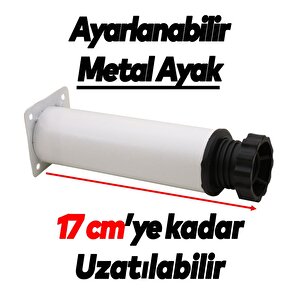 Akça Ayarlanabilir Mobilya Kanepe Koltuk Baza Yükseltme Yükseltici Ayağı Metal Ayakları 15 Cm Beyaz