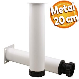 Akça Ayarlanabilir Mobilya Kanepe Koltuk Baza Yükseltme Yükseltici Ayağı Metal Ayakları 20 Cm Beyaz