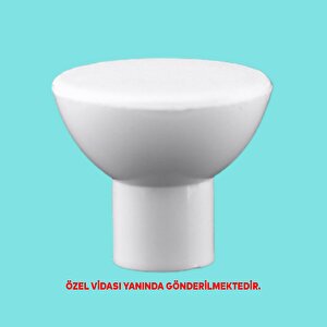 Çayıralan Plastik Düğme Çekmece Dolap Kapak Kulpu Kulbu Beyaz Kulp