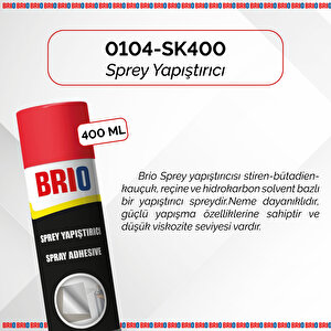 Brio Çok Amaçlı Ahşap, Tekstil, Plastik, Kauçuk Yapıştırma Sprey Yapıştırıcı 400 Ml