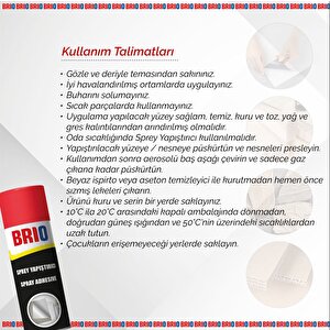 Brio Çok Amaçlı Ahşap, Tekstil, Plastik, Kauçuk Yapıştırma Sprey Yapıştırıcı 400 Ml