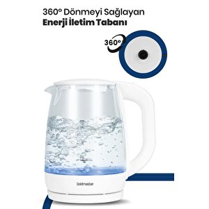 Blue 2200 Watt 1.7 Litre Işıklı Cam Kettle Su Isıtıcı Beyaz