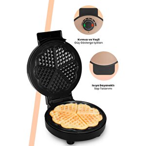Goldy Rose Gold 1000 Watt Taşmayı Önleyen Derin Plakalı Aşırı Isınmaya Dayanıklı Waffle Makinesi