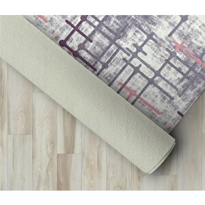 Modern Abstrak Çizgi Desenli Karışık Renkli Halı Kaymaz Taban Makinada Yıkanabilir 80x50 cm