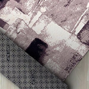 Modern Abstrak Geometrik Desenli Pastel Gri Halı Kaymaz Taban Makinada Yıkanabilir 80x150 cm