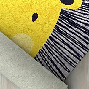 Çocuk Bebek Halısı Sevimli Aslan Desenli Gri Halı Yıkanabilir Kaymaz Taban 80x120 cm