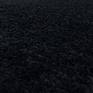Shaggy Halı Salon Halısı Yumuşak Yüksek Havlı Düz Siyah Renkli