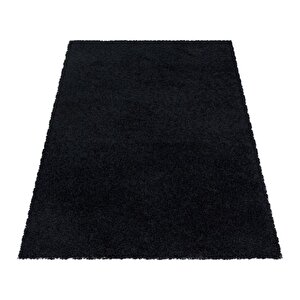 Shaggy Halı Salon Halısı Yumuşak Yüksek Havlı Düz Siyah Renkli 120x170 cm