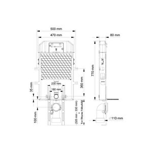 Slim 80 Asma Klozet İçin Gömme Rezervuar Metal Ayaklı 110.001