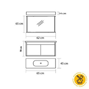 Nova 65 Cm Banyo Dolabı Takımı, Beyaz