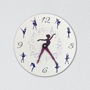 Cajuart Dekoratif Modern Tasarım Dansçı Balerin Ahşap Duvar Saati