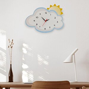 Cajuart Bulut Arkasında Güneş Dekoratif Çocuk Odası Duvar Saati