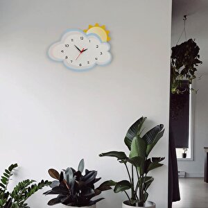 Cajuart Bulut Arkasında Güneş Dekoratif Çocuk Odası Duvar Saati
