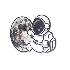 Cajuart Dekoratif Astronot Ve Ay Temalı Çocuk Odası Duvar Saati