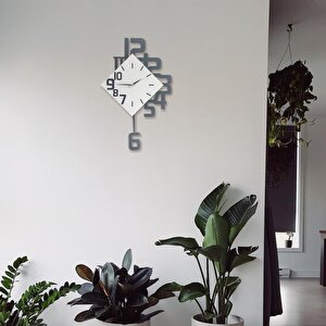 Cajuart Modern Büyük Boy Geometrik Sallanan Sarkaçlı Ev Ofis Duvar Saati