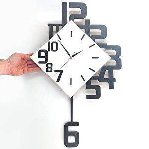 Cajuart Modern Büyük Boy Geometrik Sallanan Sarkaçlı Ev Ofis Duvar Saati