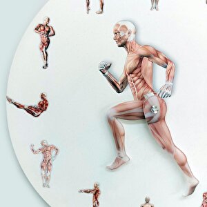 Cajuart Dekoratif Modern Tasarım Spor Kas Sistemi Ahşap Duvar Saati