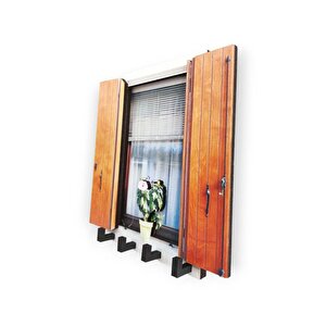 Cajuart Ahşap Panjurlu Saksı Çiçekli Pencere Hol Askılık Anahtarlık