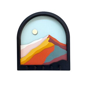 Cajuart Ahşap Renkli Dağlar 3 Boyutlu Kabartma Hol Askı Anahtarlık