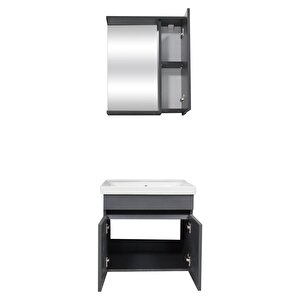 Karen Banyo Altay Banyo Dolabı Seti 60 Cm, Mat Antrasit, Lavabo Dahil, Lavabolu