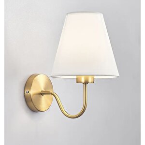 Modern Duvar Aplik Eksitme Gold Gövde Beyaz Abajur