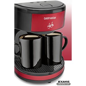 Bi Kahve Kırmızı Çift Kupalı Filtre Kahve Makinesi