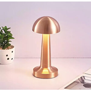Modern Led Abajur Masa Lambası Dokunmatik 3 Modlu Kademeli Şarjlı Bakır Bronz