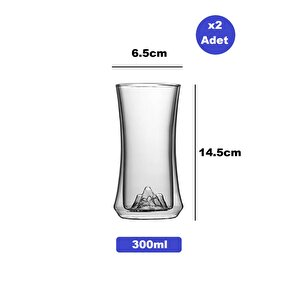 Çift Camlı Kokteyl Meşrubat Bardağı 300ml 2li Set