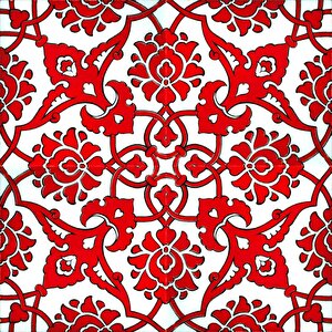 20x20 Cm Sp 83 Kırmızı Beyaz İznik Rumi Desenli Çini Karo