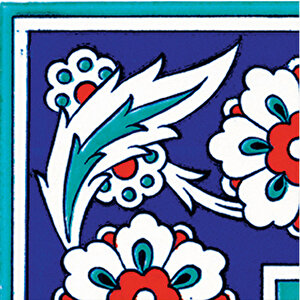 10x10 Cm Ksk 8 İznik Çiçek Desenli Çini Bordür Köşe