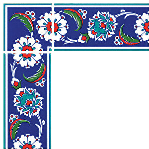 10x20 Cm Ks 12 İznik Çiçek Desenli Seramik Çini Bordür