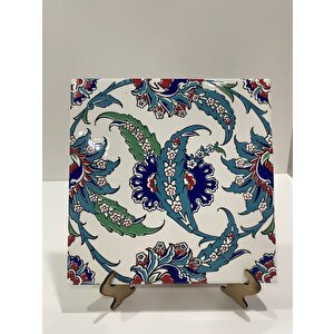 20x20 Cm Ac 2 Kırmızı Lale Desenli İznik Çini Karo