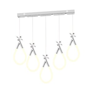 Vojens 5'li Sıralı Krom Ledli 67 Watt Kelebek Detaylı Modern Koridor, Yatak Odası Salon Sarkıt Led Avize