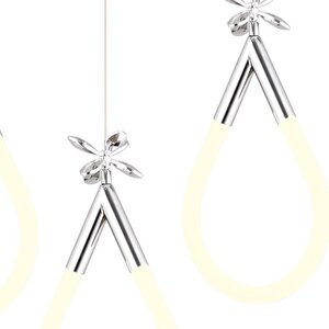 Vojens 5'li Sıralı Krom Ledli 67 Watt Kelebek Detaylı Modern Koridor, Yatak Odası Salon Sarkıt Led Avize