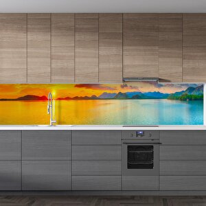 Mutfak Tezgah Arası Folyo Fayans Kaplama Folyosu Deniz Dağ 60x200 cm