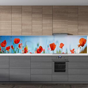 Mutfak Tezgah Arası Folyo Fayans Kaplama Folyosu Gelincikler 60x300 cm