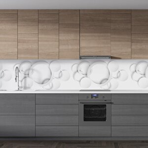 Mutfak Tezgah Arası Folyo Fayans Kaplama Folyosu Beyaz Yuvarlak Desenler 60x500 cm