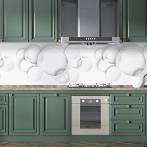 Mutfak Tezgah Arası Folyo Fayans Kaplama Folyosu Beyaz Yuvarlak Desenler 60x500 cm