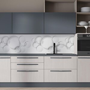 Mutfak Tezgah Arası Folyo Fayans Kaplama Folyosu Beyaz Yuvarlak Desenler