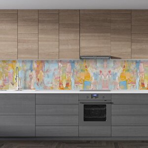 Mutfak Tezgah Arası Folyo Fayans Kaplama Folyosu Renkli Yağlıboya 60x100 cm