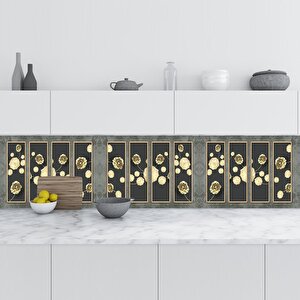 Mutfak Tezgah Arası Folyo Fayans Kaplama Folyosu 3d Golden Flower Bordür Motif 60x400 cm