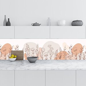 Mutfak Tezgah Arası Folyo Fayans Kaplama Folyosu Botanik Çiçek 60x100 cm