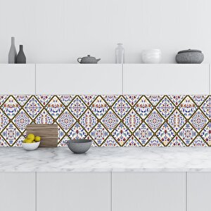 Mutfak Tezgah Arası Folyo Fayans Kaplama Folyosu Ottoman Motif 60x500 cm