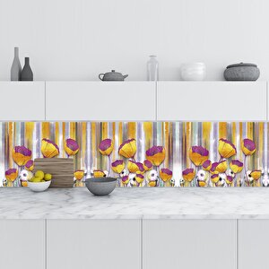 Mutfak Tezgah Arası Folyo Fayans Kaplama Folyosu 3d Golden Flower 60x300 cm