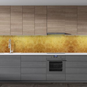 Mutfak Tezgah Arası Folyo Fayans Kaplama Folyosu Altın Çiçek Desen 60x500 cm