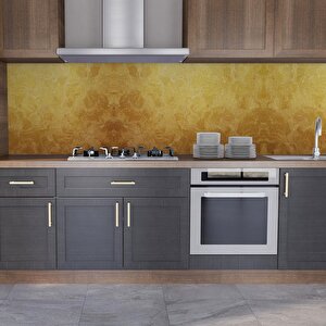 Mutfak Tezgah Arası Folyo Fayans Kaplama Folyosu Altın Çiçek Desen 60x500 cm