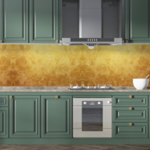 Mutfak Tezgah Arası Folyo Fayans Kaplama Folyosu Altın Çiçek Desen 60x500 cm